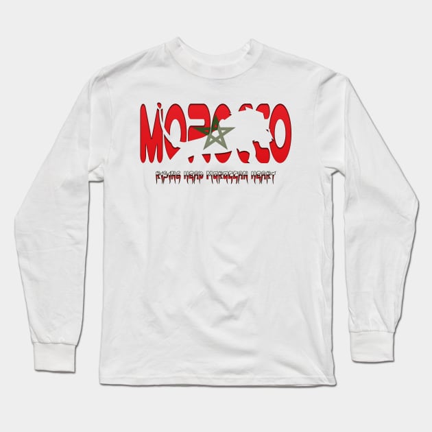Morocco Gift Rising Head Moroccan Heart Proud Morish Flag Long Sleeve T-Shirt by Mirak-store 